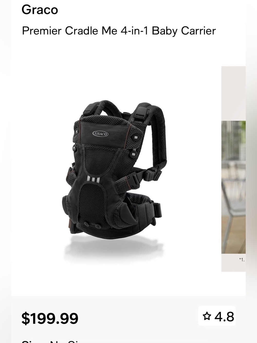 NWT Graco Premier Cradle Me 4-in-1 Carrier Onyx Black